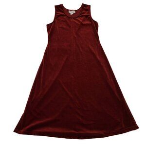 Vintage Bedford Fair Lifestyles Velvet Maxi Dress Sleeveless Maroon Red M Petite